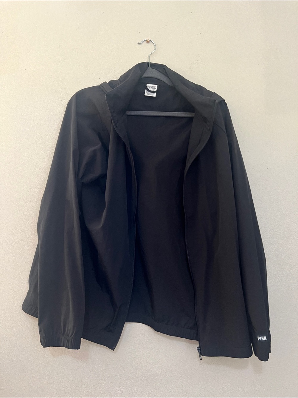 PINK Victoria's Secret Black Hooded Windbreaker